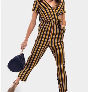 Blu pepper striped jumpsuit NWT